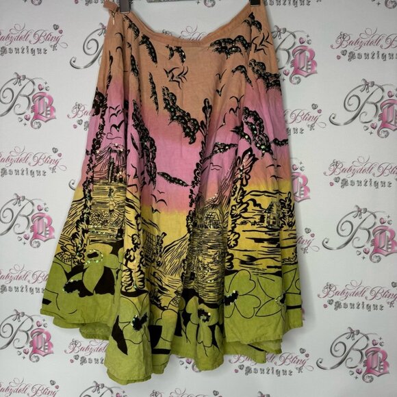 RDI Hawaii skirt sequin ombré pink orange yellow green sparkly shimmer volcano - Picture 6 of 15